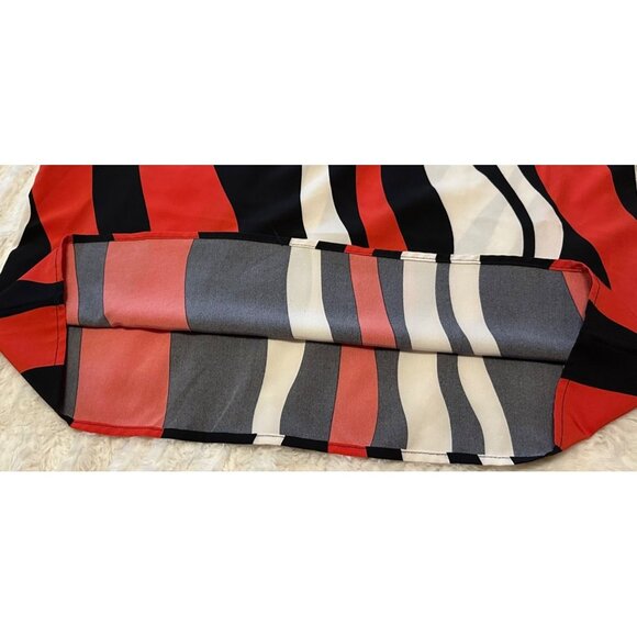 SHEIN Brand Red White Black Blouse Stripes Polyester Women's Size L (8/10)-READ - Picture 11 of 16